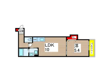 赤大路町アパート(1LDK/2階)の間取り写真