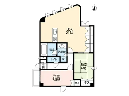 芦屋パークヴィラ(2LDK/2階)の間取り写真