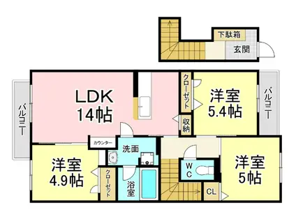 アミコートI(3LDK/2階)の間取り写真