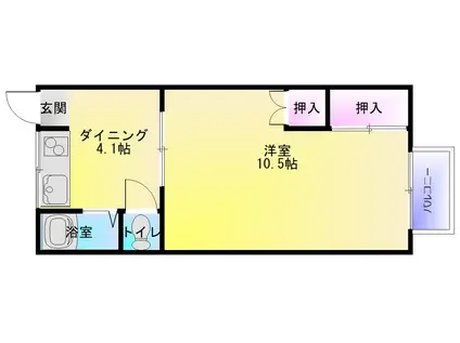 末広マンション(1DK/2階)の間取り写真