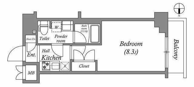 SHOKEN RESIDENCE八王子(1K/4階)の間取り写真