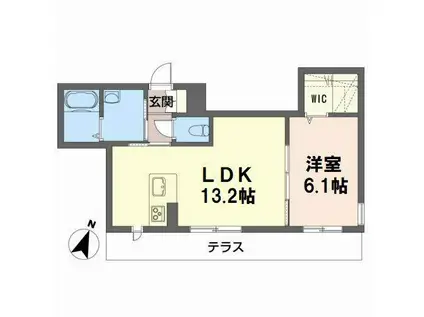 BEREO イースト ONE(1LDK/1階)の間取り写真