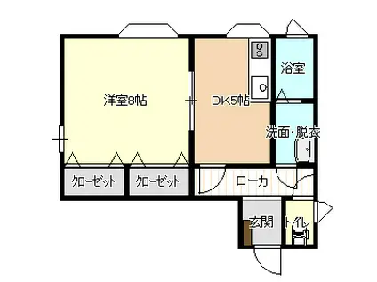 Kランドシノダ(1DK/2階)の間取り写真