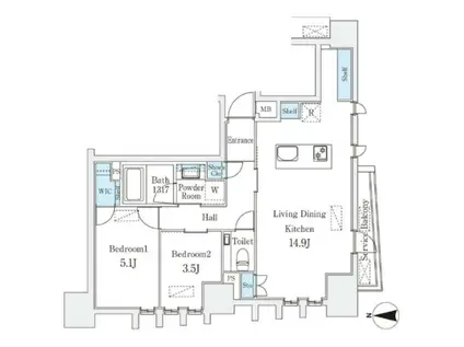 STANDZ京都二条(2LDK/7階)の間取り写真
