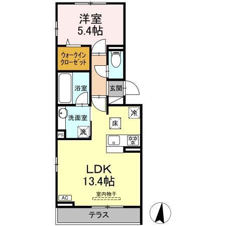セステナリー開成(1LDK/1階)の間取り写真
