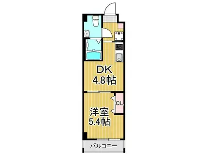 ペアパレス六町環七北通(1DK/2階)の間取り写真