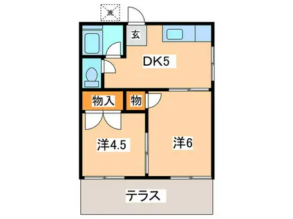 佐藤アパート(2DK/1階)の間取り写真