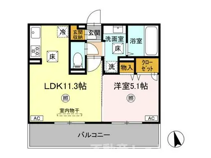 パストラル松橋II(1LDK/1階)の間取り写真