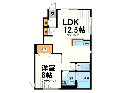 ROSENHEIM(1LDK/1階)の間取り写真
