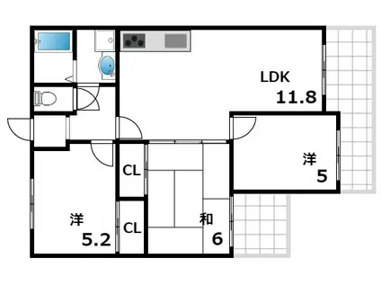 フォーラムノリタケⅠ(3LDK/2階)の間取り写真