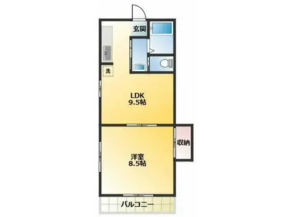 マンション美和(1LDK/4階)の間取り写真