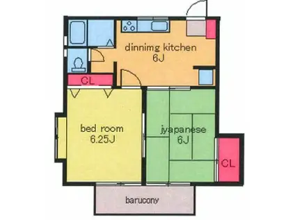 サンパティオ(2DK/2階)の間取り写真