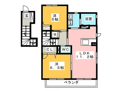 リッツ・セピアコート A(2LDK/2階)の間取り写真