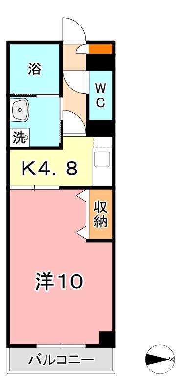 トムキャット102(1K/2階)の間取り写真
