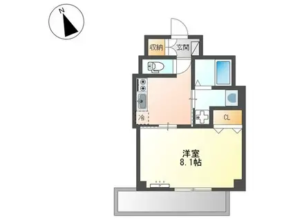 EARTH WELL(1K/3階)の間取り写真