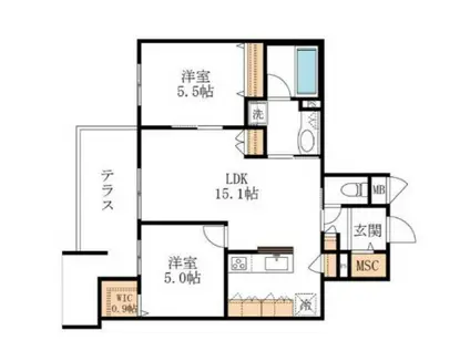 LS PLUS 豊玉南(2LDK/1階)の間取り写真