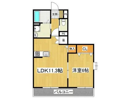 ジュネス・サクラ A棟(1LDK/2階)の間取り写真