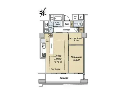 N4TOWER(1SLDK/20階)の間取り写真