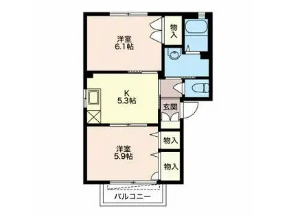 シャルマンドミール(2K/1階)の間取り写真