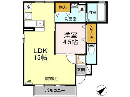 エトワールしゅりII(1LDK/1階)の間取り写真