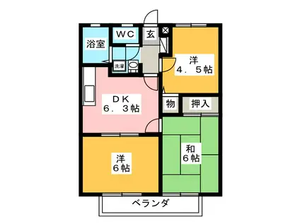 サンライフ・ヴィア(3DK/2階)の間取り写真