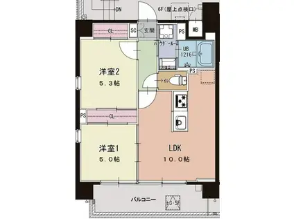 DUALEA(2LDK/5階)の間取り写真