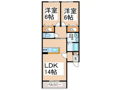 MAISON TAKARAJIMA 18番館(2LDK/1階)の間取り写真