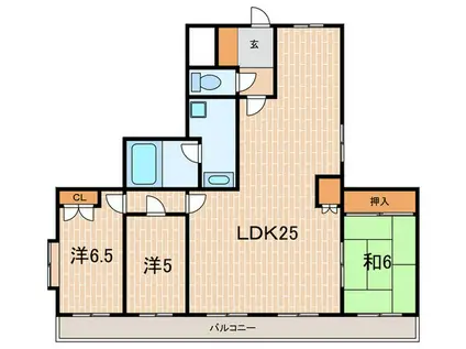 川西町ビル(3LDK/2階)の間取り写真