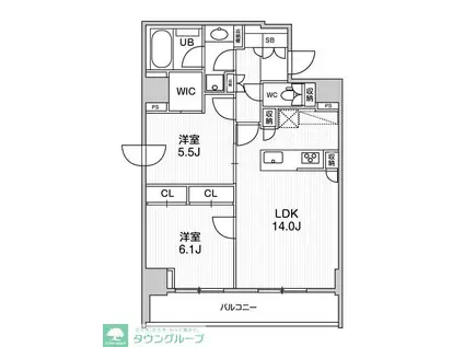 シーズンフラッツ両国イースト(2LDK/8階)の間取り写真