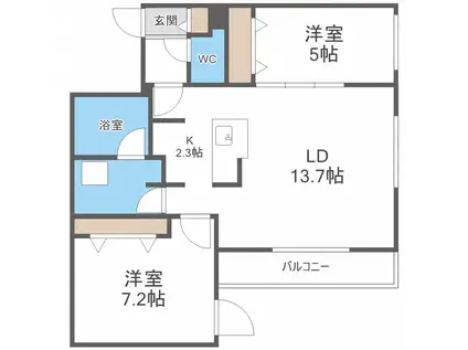 CG HOMES 南11条(2LDK/1階)の間取り写真