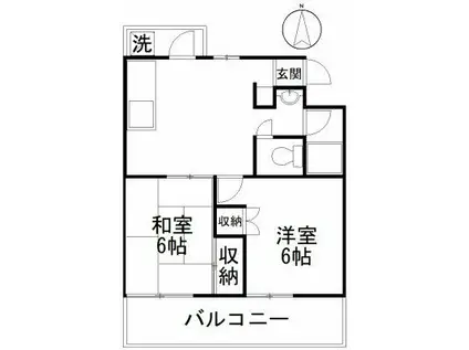 ヒルズ司2(2DK/2階)の間取り写真