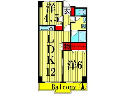 サンファミリー徳岡(2LDK/2階)の間取り写真