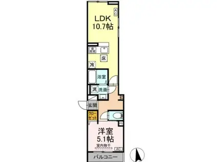 北区豊島7丁目PJ B棟N(1LDK/1階)の間取り写真