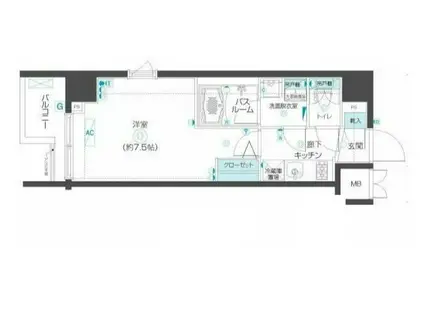 ZOOM市谷本村町(1K/8階)の間取り写真