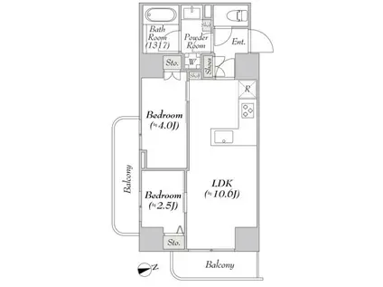ルミーク浅草(2LDK/3階)の間取り写真