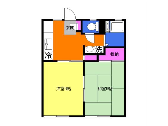 アンジェラス(2K/1階)の間取り写真