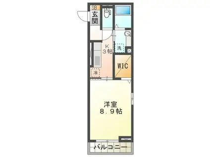 ディーシャンブル浜田(1K/3階)の間取り写真