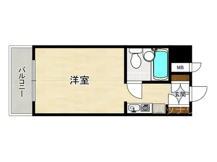 ロマネスク西新オレンジ通(ワンルーム/1階)の間取り写真