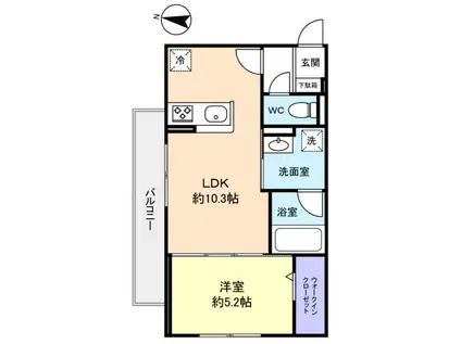 ラ・テールゆりのき台(1LDK/2階)の間取り写真