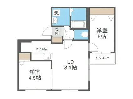アオアクアN24(2LDK/1階)の間取り写真