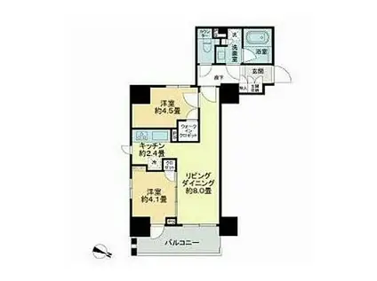 ライオンズ千代田岩本町ミレス-KDA(2LDK/12階)の間取り写真