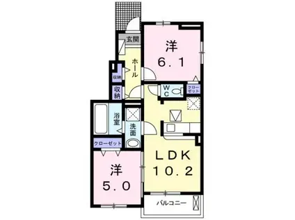 サンフェリスタIV(2LDK/1階)の間取り写真