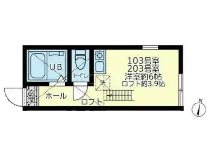ミカサ末吉(ワンルーム/2階)の間取り写真