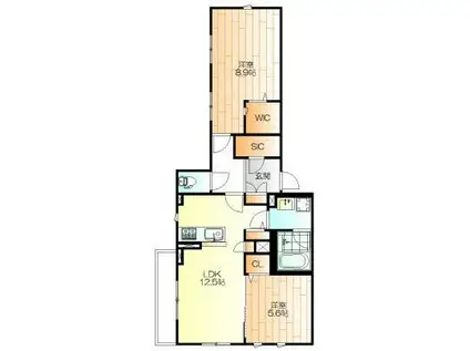 SPACIOUS HIYOSHI(2LDK/2階)の間取り写真