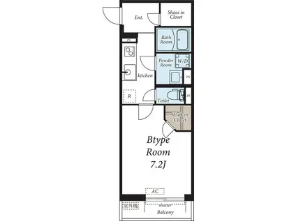 シャンバロン千人町(1K/2階)の間取り写真