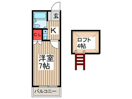 エスポワール(1K/1階)の間取り写真