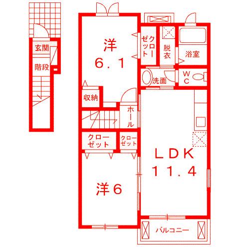 モンテコスタ佐島(2LDK/2階)の間取り写真