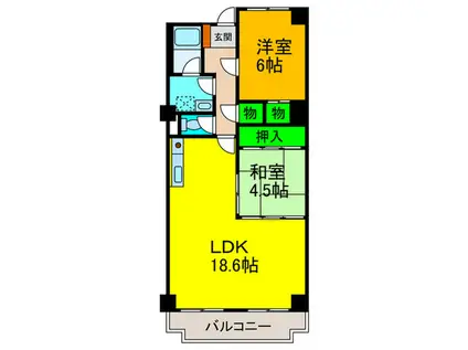セルサス加茂(2LDK/1階)の間取り写真