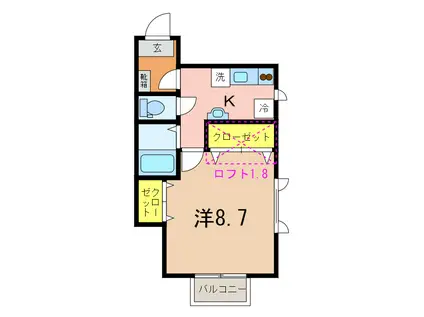 エイコーン(1K/1階)の間取り写真