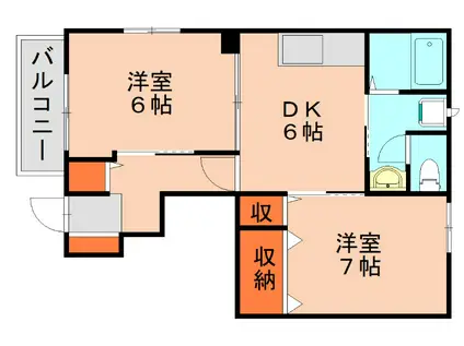ガイアヒル2000B(2DK/1階)の間取り写真